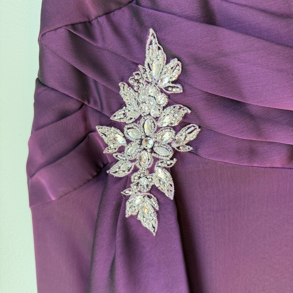 Jade Couture Dress Mother of the Bride Groom Ruched One Shoulder Purple Size 6 - Picture 5 of 16